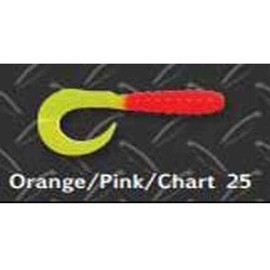 Big Bite Baits CTG225 Curl Tail Grub Orange/Pink/Chartreuse, 2"