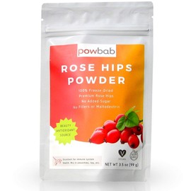 powbab Rose Hips Powder from 100% Wild Organic Rosehip. Premium Rosa Rubiginosa. Seedless Ground Rosehips from Whole Dried Rose Hips. No Added Sugar. Antioxidants, Immune Boost. Fair Trade (3.5 oz)