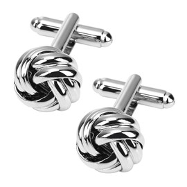Knot Twisted Cufflinks Men's Cufflinks Fashion Stainless Steel Classic Tone Cufflinks Round Retro Knot Cuff Link for Suit Dress Shirt Studs Accessories Wedding Business Graduation Gift, Silver