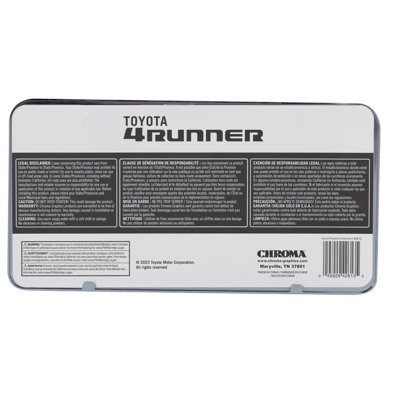 CHROMA 042613 Toyota 4Runner Metal License Plate Frame