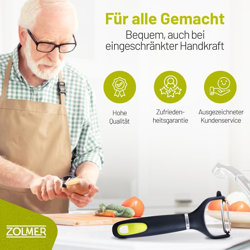 ZOLMER Premium Peeler with Ergonomic Handle - Extra Sharp Tomato