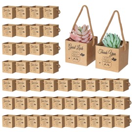 YALIOURS 50 PCS Succulent Wrap Bags for 2-2.5 Inch Pots, Thank You Good Luck Gifts Box for Wedding Favors, Baby Shower, Small Succulent Pots (Plants Not Included)