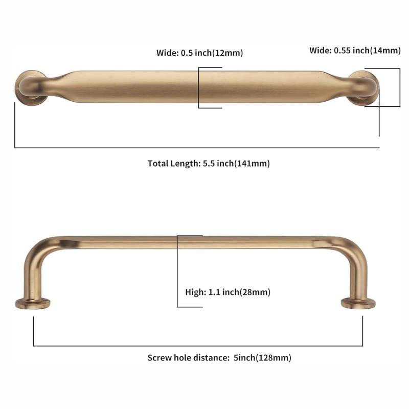 Asidrama 10 Pack 5 Inch(128mm) Champagne Bronze Kitchen Cabinet Handles,