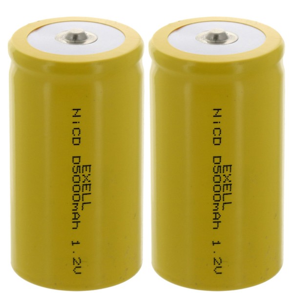 2X D Size 1.2V NiCD Button Top Rechargeable Batteries for Transmitters, Radio Receivers, Air Fresheners, Automatic Soap Dispensers, Flushometers, Hands-Free Sinks