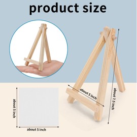 DODHEG 6 Pcs 5 Inch Canvases with 6 Pcs 7.5 Inch Easel Sets, Easel Stand and Painting Canvases for Painting, Crafts, Photos etc.