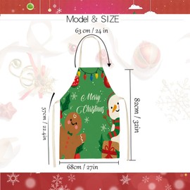 MIOSJI 2pc Christmas Aprons Adults Novelty Waterproof Apron for Xmas Party Costume Cooking Apron Christmas Chef Gift