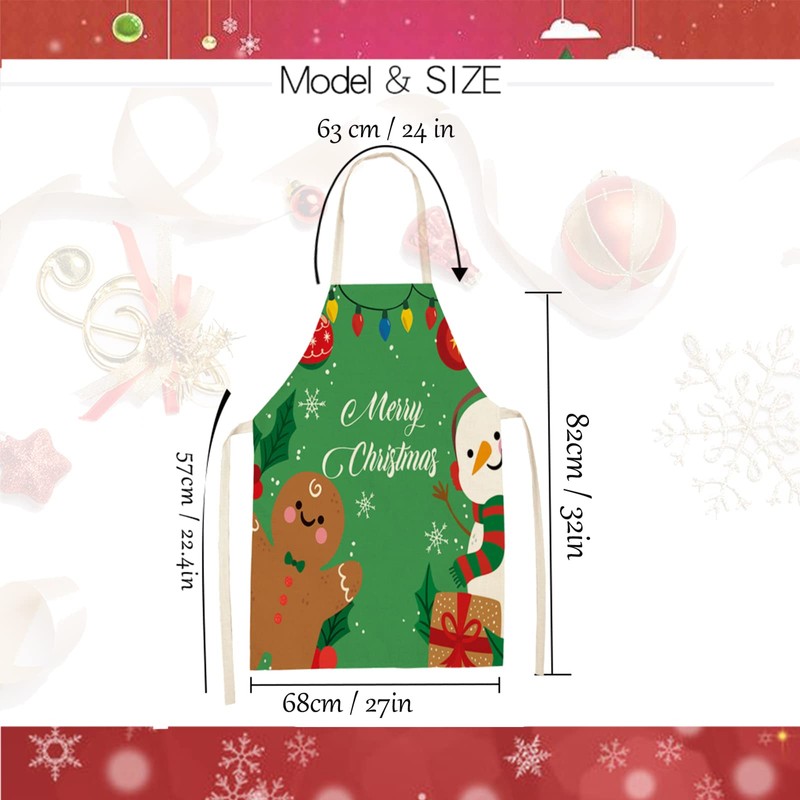 MIOSJI 2pc Christmas Aprons Adults Novelty Waterproof Apron for Xmas