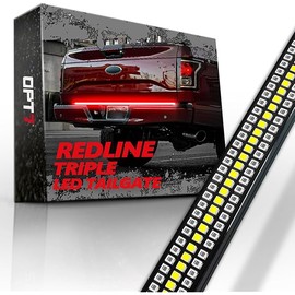 OPT7 60" Redline Triple Row LED Tailgate Light Bar w/Sequential RED Turn Signal - Weatherproof Rigid Aluminum Frame Light Strip for Trucks - No Drill Install - Full Function Reverse Brake Running