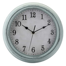 Jucoan 12 Inch Vintage Retro Wall Clock, Green Silent Non-Ticking Round Wall Clock, Battery Operated Farmhouse Rustic Style for Living Room Kitchen Home Office School