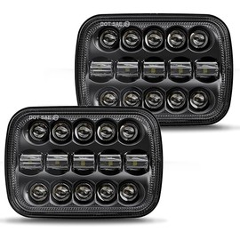 BICYACO DOT 110W 5x7 7x6 Inch Led Headlights Hi/Low Led Sealed Beam Headlamp Compatible with Jeep Wrangler YJ Cherokee XJ Kenworth T300 1997-2010 H4 Plug H6054 H5054 6054 6052 (Black)