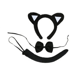 3 Piece Animal Set Costume Dress Up Party Bowtie Tail Ears Baby Kids Adults - Includes Headband, Bowtie, Tail