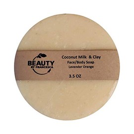 Handmade Coconut Milk and Clay Soap Bar – Face and Body Soap - Lavender Orange Scent - 100% Natural and Organic Ingredients – for Men, Women 4 OZ