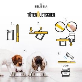 Pack of 2 – Bag Squeezer | Scraper / Squeezer for Wet Food Bags | Silver | Dishwasher Safe Emptying Aid for Wet Food in Sauce or Jelly | Empty the Bags without Residual