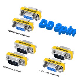 9-Pin DB9 Adapter 6-Pack, 9-Pin DB9 Male to Female Connector, Female to Female Coupler, Male to Male Extender, Mini Gender Changer Support 1080P Full HD -RS232 Serial Cable Coupler for Data Transfer