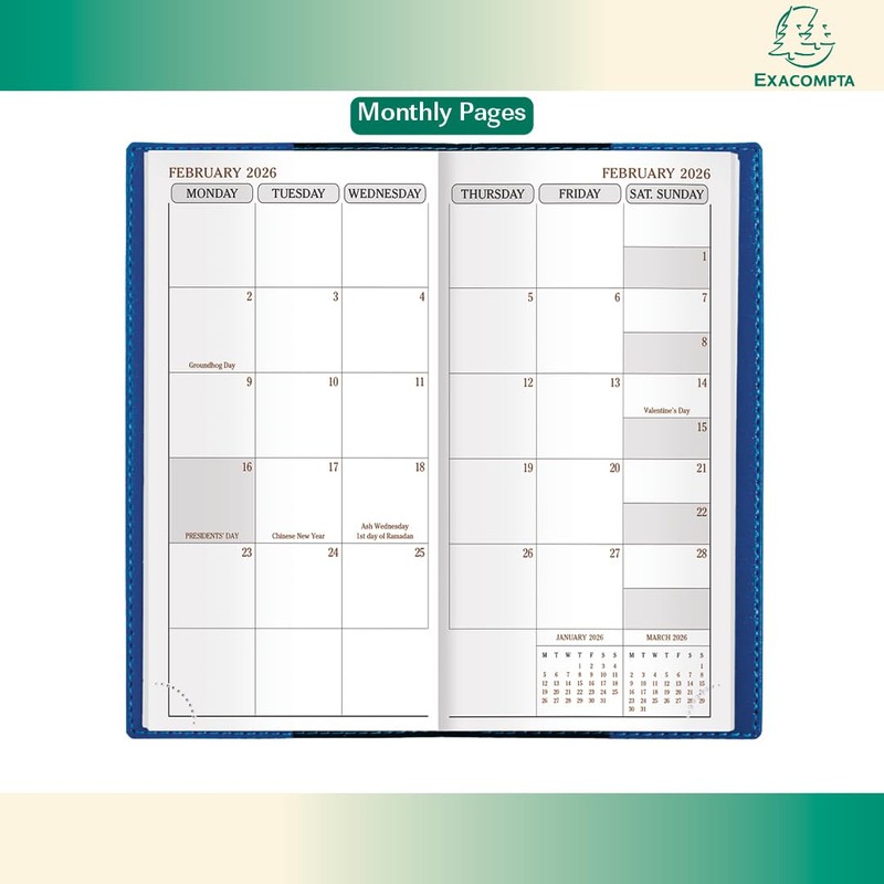 Exacompta 2026 Refill For "Space 17" Calendar Year Weekly/Monthly Planner