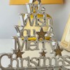 Christmas Stocking Hanger 16cm Merry Christmas Chrome Silver Gold Stars