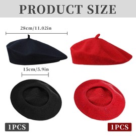 CWPFVQA Pack of 2 Women's Berets, French Retro Berets, Dome Berets, Versatile Painter's Hats, Soft Elastic Hats, Suitable for Everyday Use and Dance Parties, black