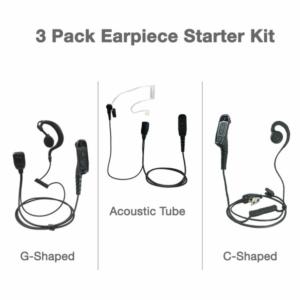 ProMaxPower [3-Pack] Two-Way Radio PTT Earpiece Starter Kit Set for