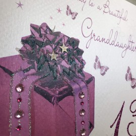 white cotton cards 1-Piece Happy Birthday To A Beautiful Granddaughter Extra-Large 13th Birthday Card, Pink Present