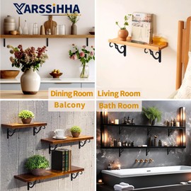 Yarssihha 5 Inch Decorative Shelf Brackets, 6 Pack Wall Mounted Metal Shelving Brackets, Heavy Duty Shelf Supports, Rustic L Shape Brackets for Floating Shelves DIY Home Kitchen, with Screws