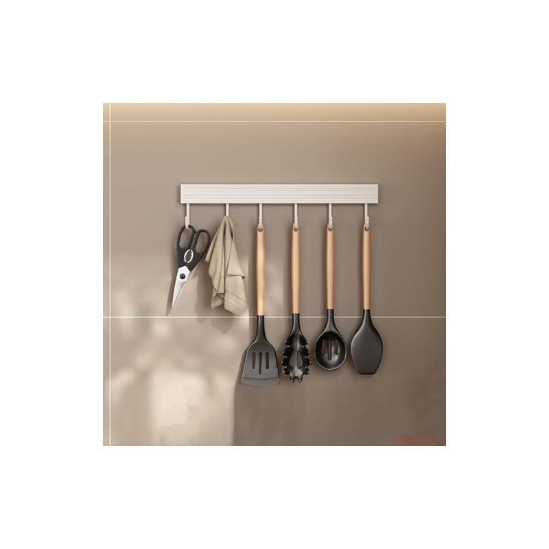 30 cm Hook Rail Kitchen Hanger for Kitchen Utensils, White