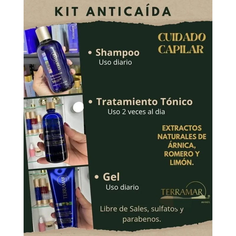 Pack 3 Set Anticaida Shampoo + Suero Crecimiento + Gel