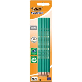 BIC Evolution Original Pencils - Pack of 10 - All-Purpose, Extra- Resistant Erasable Pencils for Easy Drawing and Writing, black