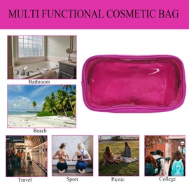 Younpy Clear Makeup Bag with Zipper,clear toiletry bag,Transparent PVC & Nylon Waterproof cosmetic bag, Medium clear bags for travel，Cute Makeup Pouch,Preppy Purse Organizer Bags