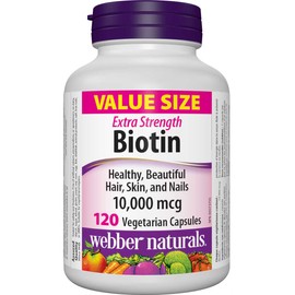 Webber Naturals Extra Strength Biotin 10,000mcg, 45 Vegetarian Capsules