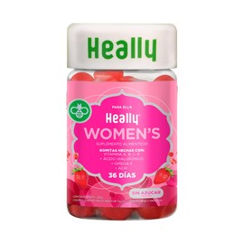 Multivitamínico Mujer Ácido Hialurónico Omega Vitaminas Gomitas Sabor Fresa Granada Porciones Azúcar Gluten 100 Natural Heally