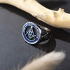 INRENG Men's Stainless Steel Vintage Freemason Masonic Biker Rings Blue