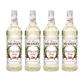 Monin - Pure Cane Syrup, Pure and Sweet, Great for Coffee, Tea, and Specialty Cocktails, Gluten-Free, Non-GMO (1 Liter, 4-Pack)