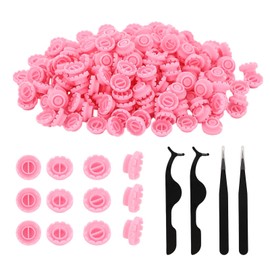 Glue Rings Cup for Eyelash Extensions 800 PCS Disposable Lash Volume Glue Holder Ring with 2 Tweezers Tools for Makeup Grafting and Eyelash Extension (Pink)