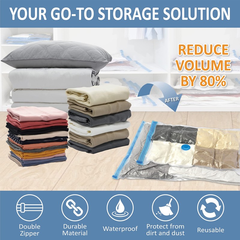 12 Pack Vacuum Storage Bags, Space Saver Vacuum Storage Bags,