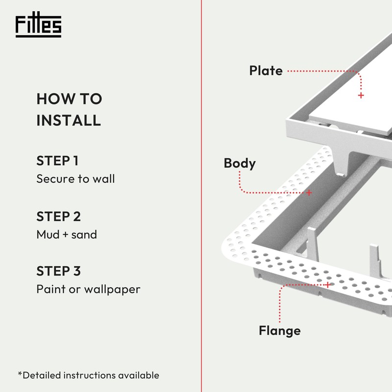 Fittes Flush Wall Vent [Lite+] - 6"x14" - Cotton White