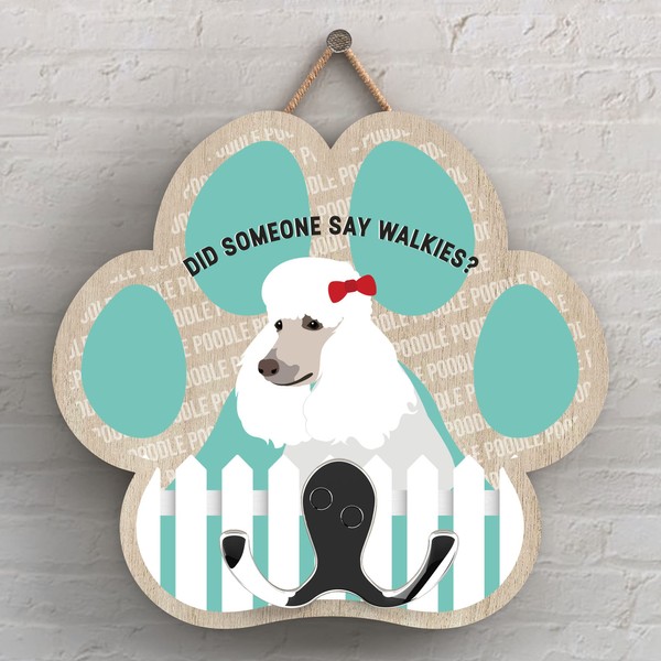 POODLE OF KATE PEARSON DOG BREED ILLUSTRATION PAWPRINT LEAD HOOK