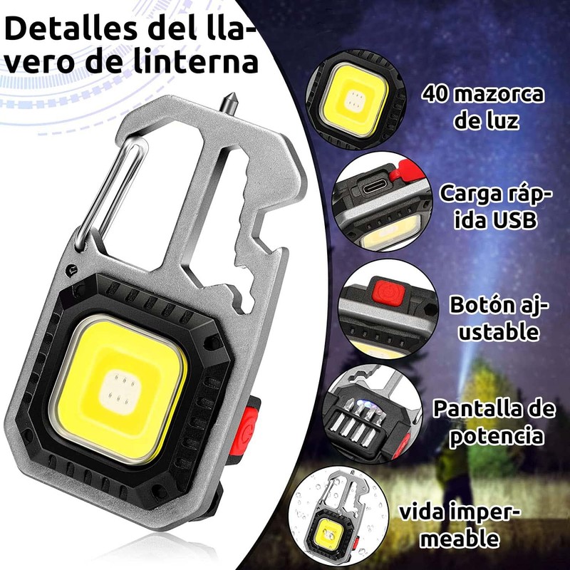 2 Piezas Linterna Led Compacta Cob, Brillante 800 Lumen Cob