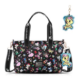 Tokidoki Crossbody Bag with Unicorno Keychain Cute Shoulder Bag Cartoon Tote Purse Handbag Wallet Gift for Women Girls Shopping Travel (STbag-Black)