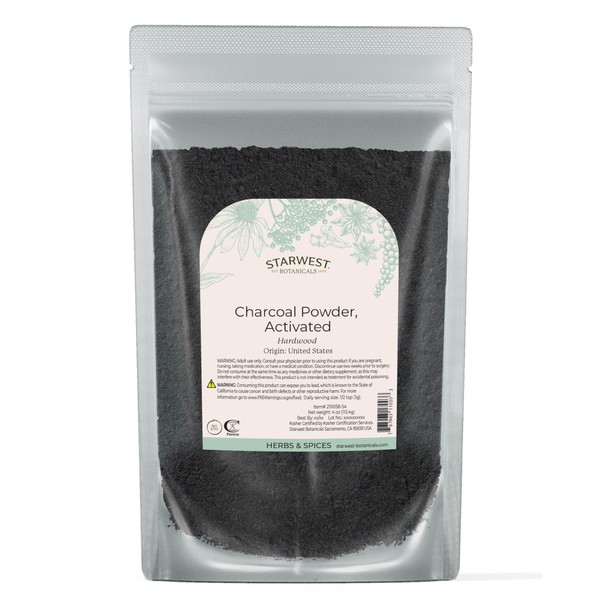 Starwest Botanicals Activated Hardwood Charcoal Powder - Use for Teeth