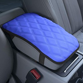 FH Group FH1054BLUEDM Faux Leather Diamond Pattern Center Console Blue Armrest Cushion, Luxury Seat Box Cover Protector fits Most Cars, SUVs, and Trucks