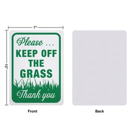 GLOBLELAND 2 Pack Please Keep Off the Grass Sign, 7x10 inches 40 Mil Aluminum Warning Signs for Indoor or Outdoor Use, Reflective UV Protected, Waterproof and Fade