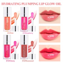 Hulyfw 2 Colors Hydrating Lip Glow Oil Plumper Gloss Moisturizing Lip Tint,Transparent Lip Oil Glossy Lip Gloss Non-sticky,Long Lasting Nourishing Care Awakening Lip Makeup (012#+015#)