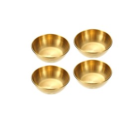 Changyeah Golden Dipping Plate Stainless Steel Gold Dip Bowl,4 pcs Seasoning Dish,Round Condiment Tray, Sauce Plate, Sushi Dipping Bowls, Appetizer Trays, Condiment Dish for Restaurant, Home