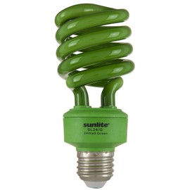 Sunlite SL24/G CFL Spiral Colored Bulb, 24 Watt (100W Equivalent), Medium Base (E26), 8,000 Hour Life Span, UL Listed, 1 Pack, Green