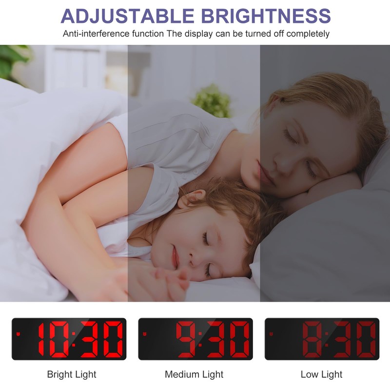 OQIMAX Digital Alarm Clock, Digital Alarm Clock with Large Numbers,