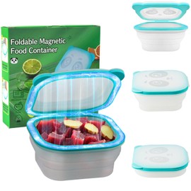 JJJMMM Fold Silicone Snackle Box Container，Microwavable Lunch Containers、Freezer & Dishwasher Safe、Reusable Snack Containers with Lids
