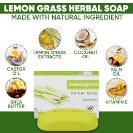 HERBOGANIC Lemongrass Herbal Soap | For Skin Moisturizing | Soft and Smooth Skin | Equally Effective for Men and Women | 5 Oz (Pack of 1)