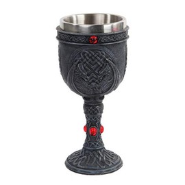Pacific Giftware Celtic Winged Dragon Wine Goblet Chalice Resin Body Stainless Steel Faux Stone