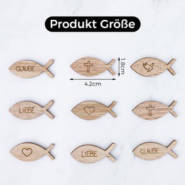 KOBOKO Pack of 100 Wooden Fish Decorative Confetti Christening Table Decoration Christening Decoration Confirmation Decoration Girls Boys, Wooden Fish Communion Decoration, Christening Decoration
