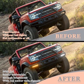 CFDSDE Hood Lights for 2024 Ford Bronco Accessories 2025 2021-2023 Black LED Fog Lights with Amber Turn Signal DRL 2/4 Door (with 5 LEDs)